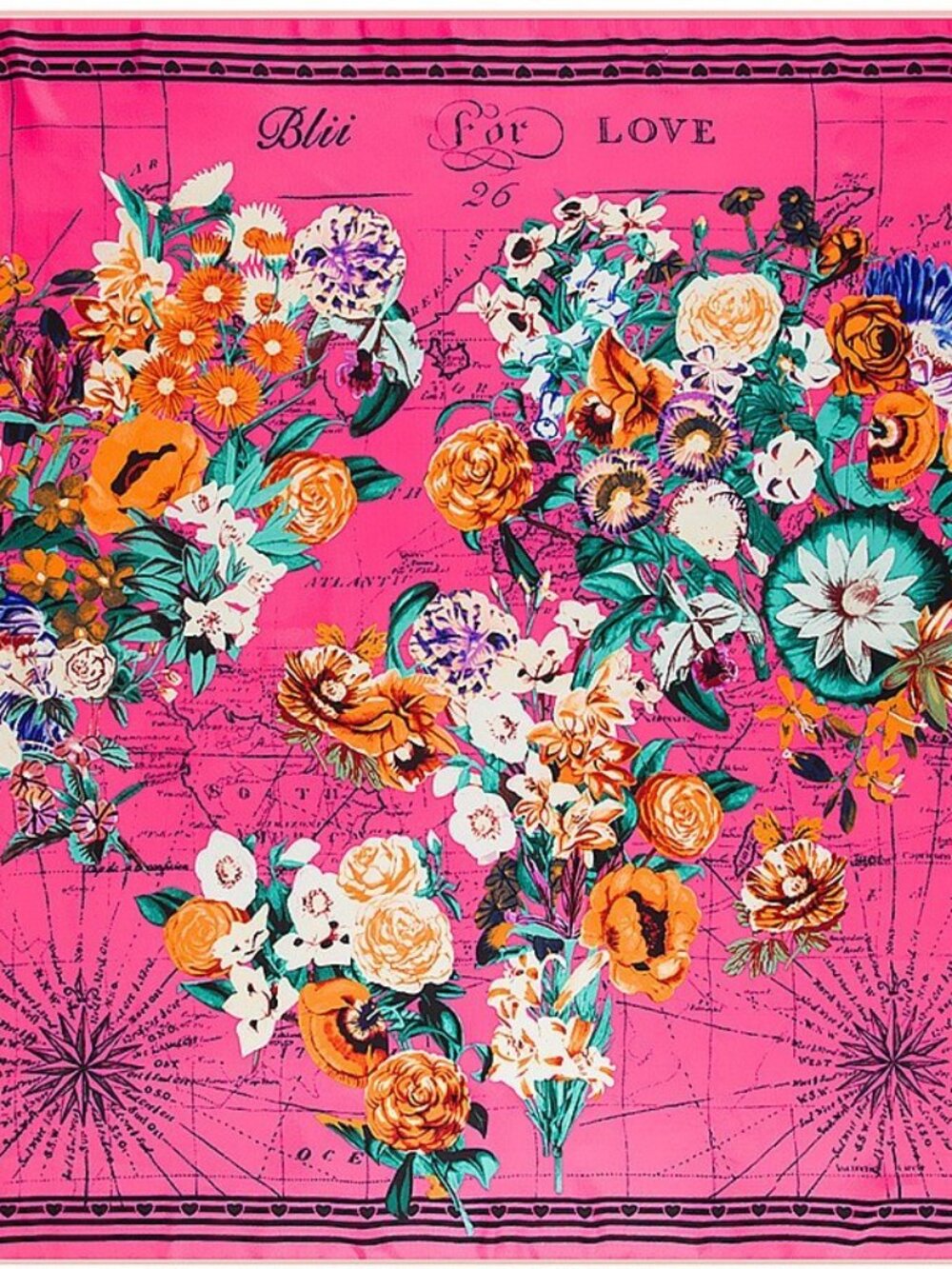 130cm*130cm twill silk love flower women's square scarf #110